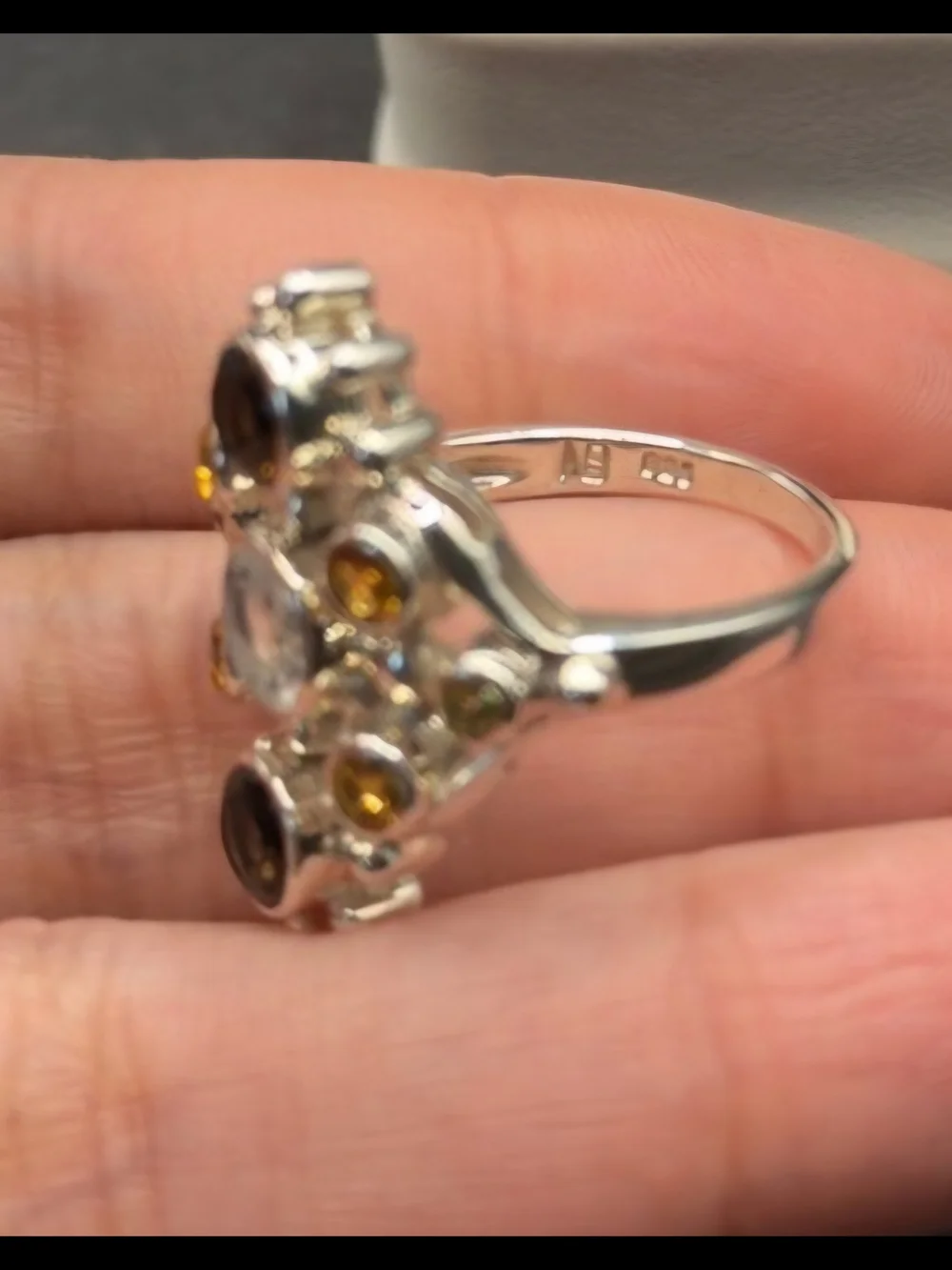 Nicky Butler Designer 925 Sterling Silver Smoky Quartz Citrine Honey Topaz Ring